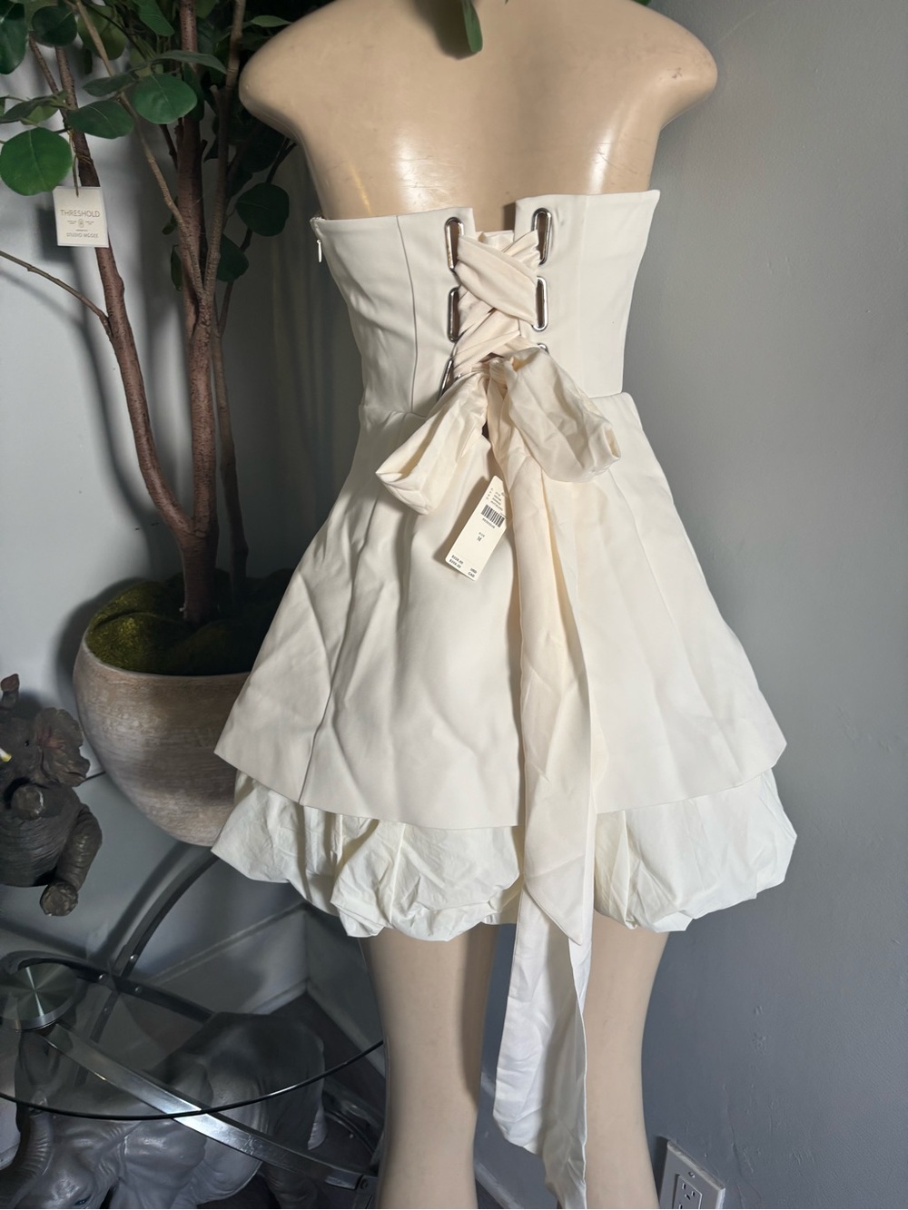 Anthropologie Strapless White Mini Dress with Ruffled Tier - Picture 5 of 11